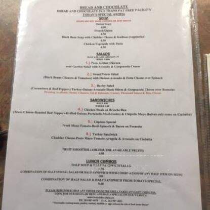 Bread & Chocolate - Hamden, CT menu_pic