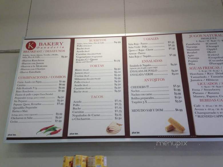 K Bakery - Los Angeles, CA menu_pic