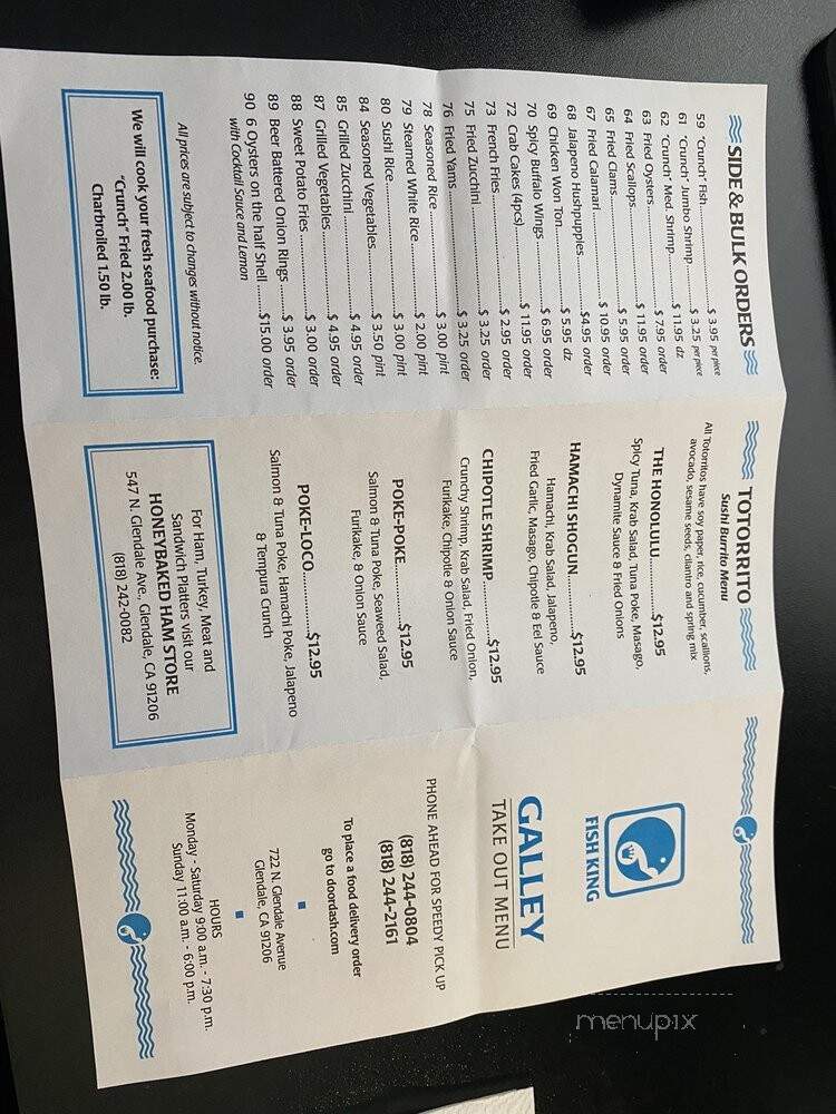 Fish King - Glendale, CA menu_pic