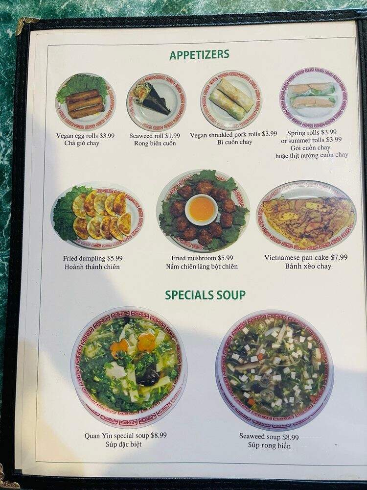 Quan Yin Vegetarian Restaurant - Houston, TX menu_pic