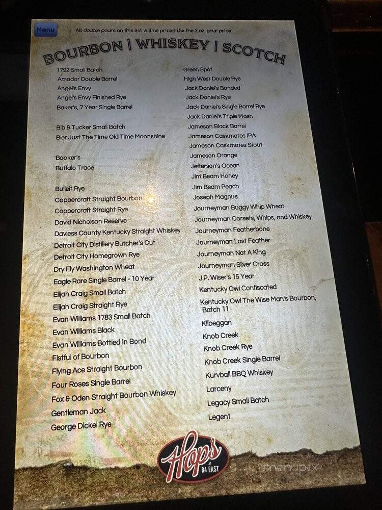 Hops at 84 East - Holland, MI menu_pic