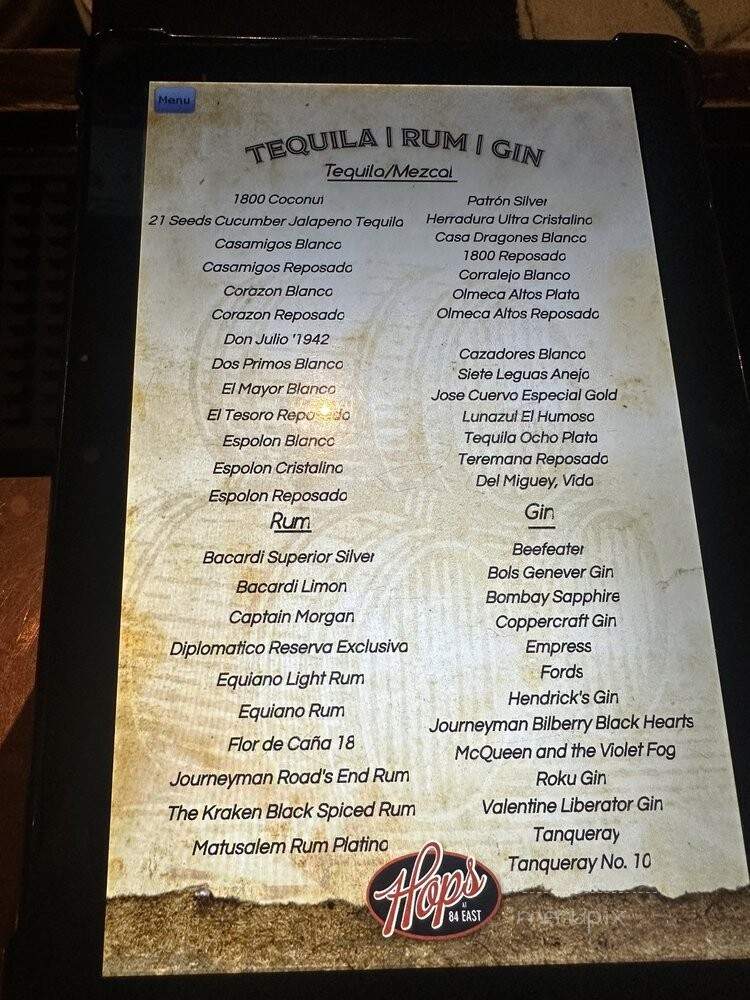 Hops at 84 East - Holland, MI menu_pic