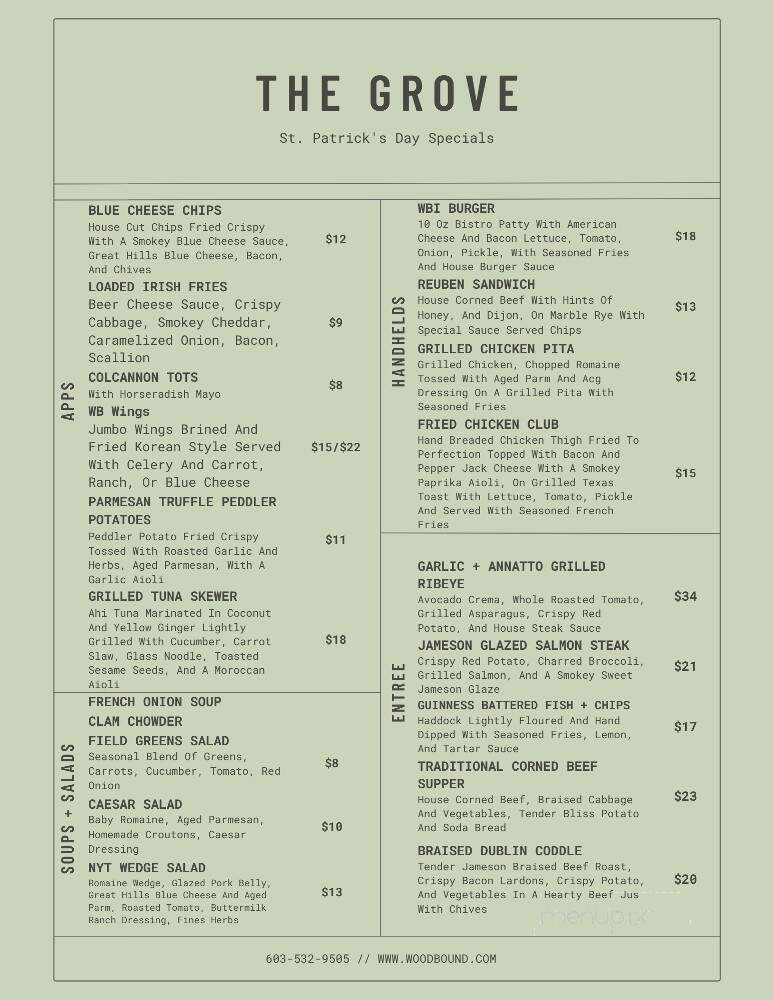 Woodbound Inn - Rindge, NH menu_pic