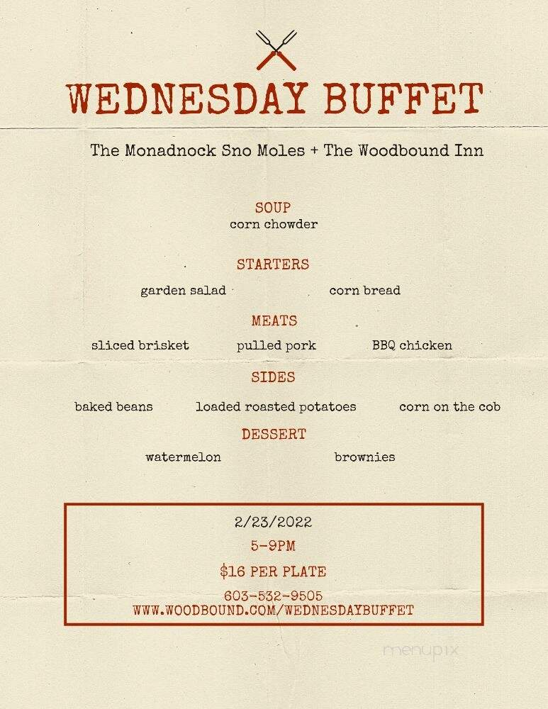Woodbound Inn - Rindge, NH menu_pic