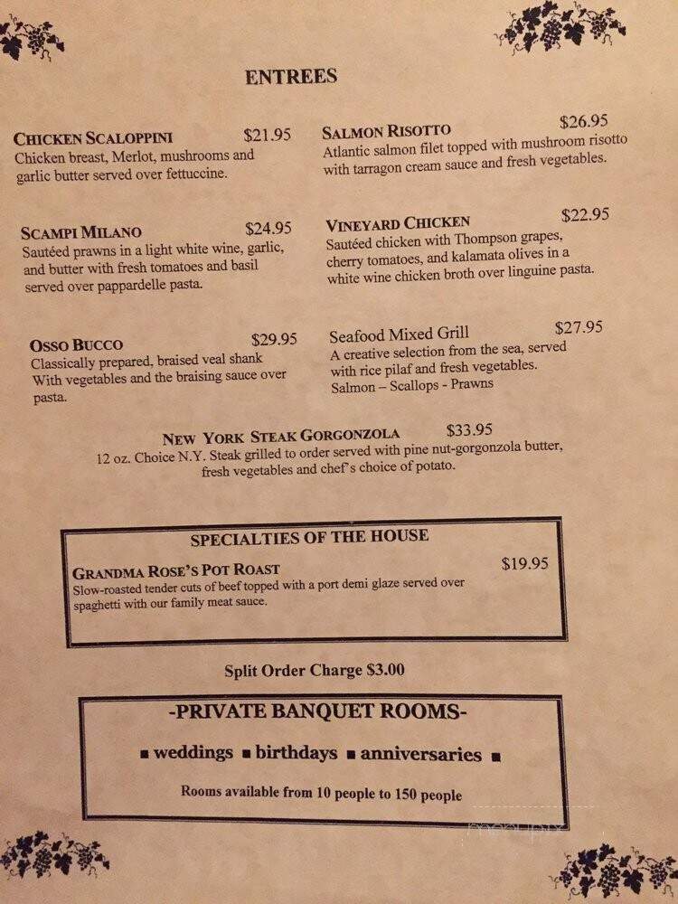 Frasinetti's Winery - Sacramento, CA menu_pic