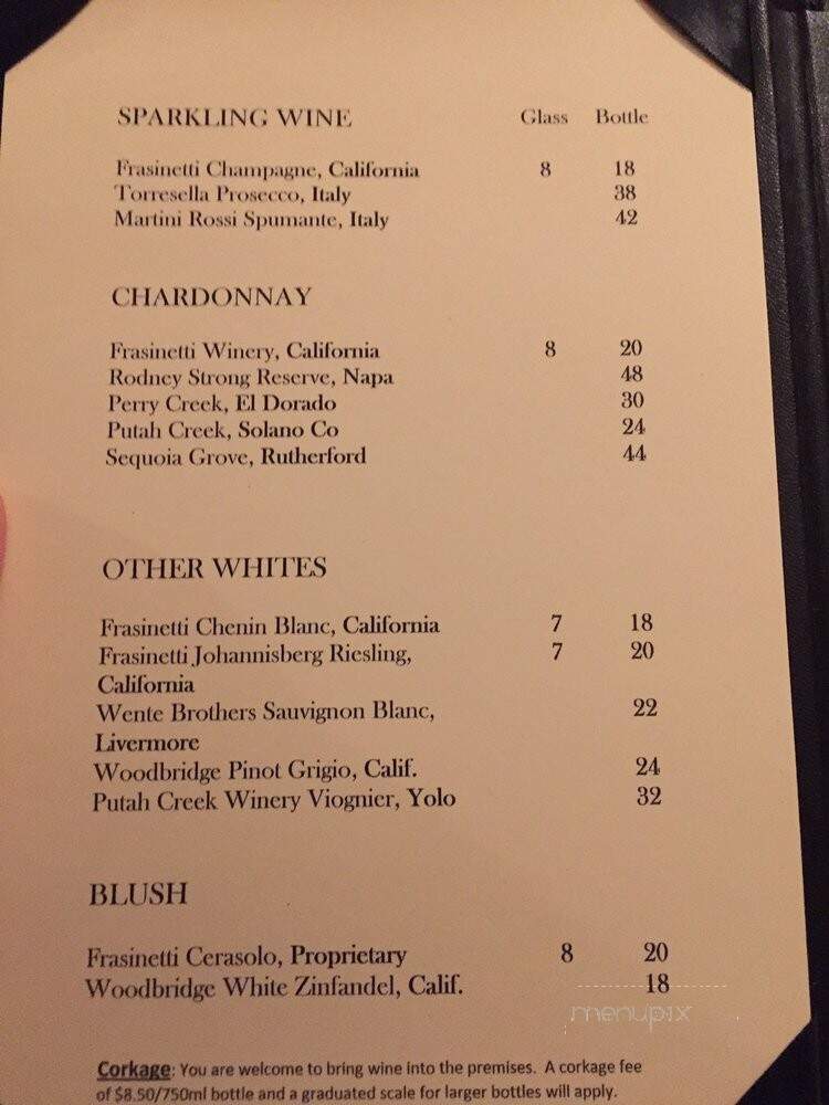 Frasinetti's Winery - Sacramento, CA menu_pic