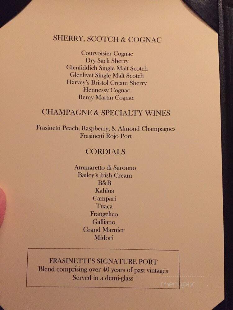Frasinetti's Winery - Sacramento, CA menu_pic