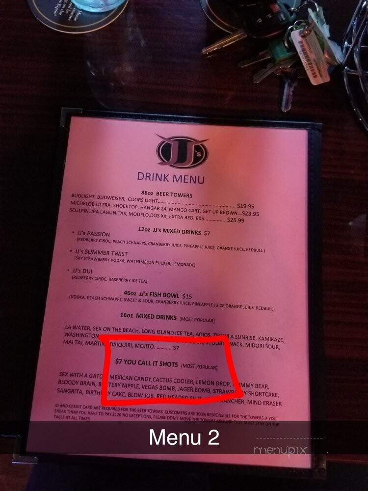 JJ's Sports Bar - Highland, CA menu_pic