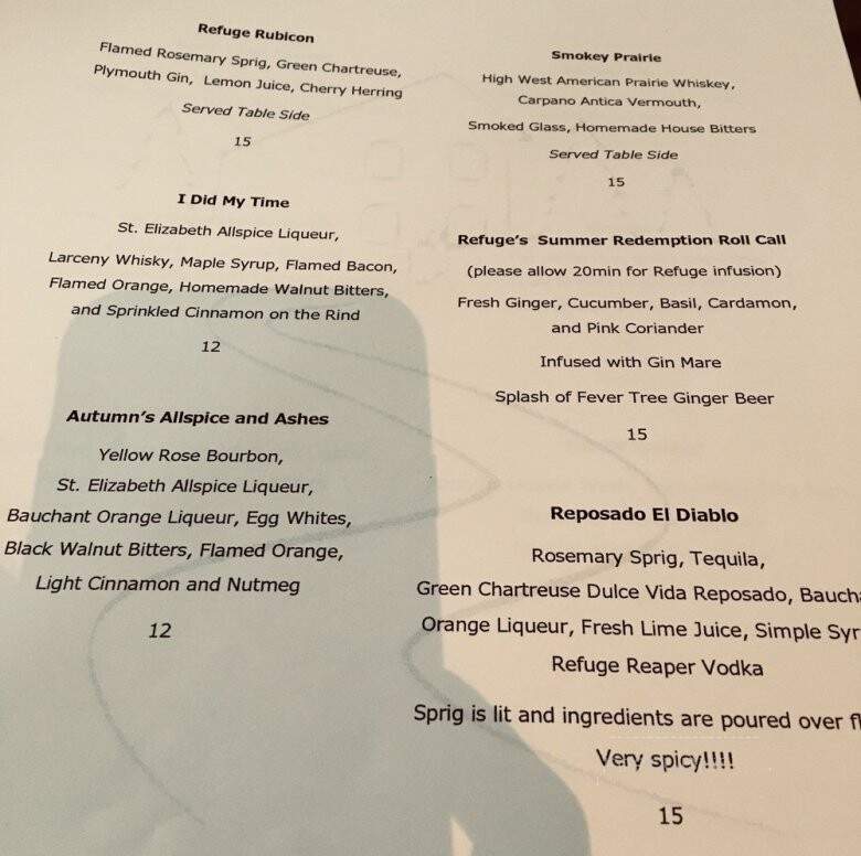 The Refuge Steakhouse & Bourbon Bar - The Woodlands, TX menu_pic