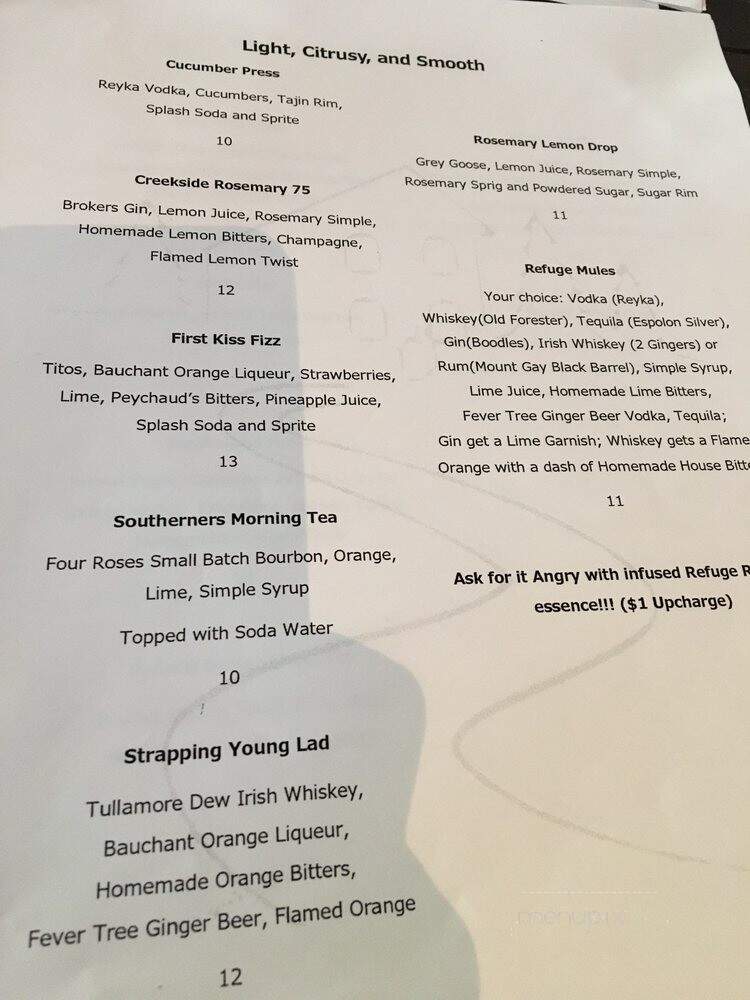 The Refuge Steakhouse & Bourbon Bar - The Woodlands, TX menu_pic