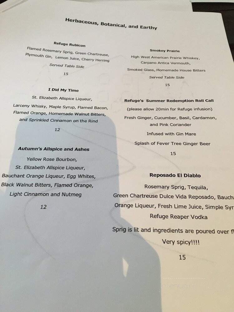 The Refuge Steakhouse & Bourbon Bar - The Woodlands, TX menu_pic
