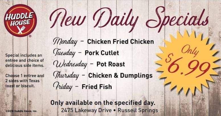 Huddle House - Russell Springs, KY menu_pic