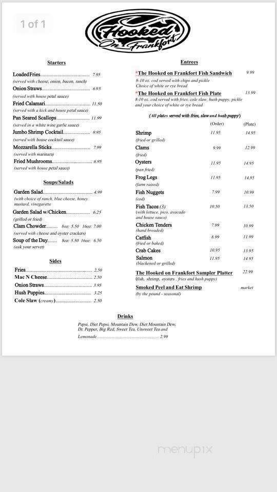 Hooked on Frankfort - Louisville, KY menu_pic