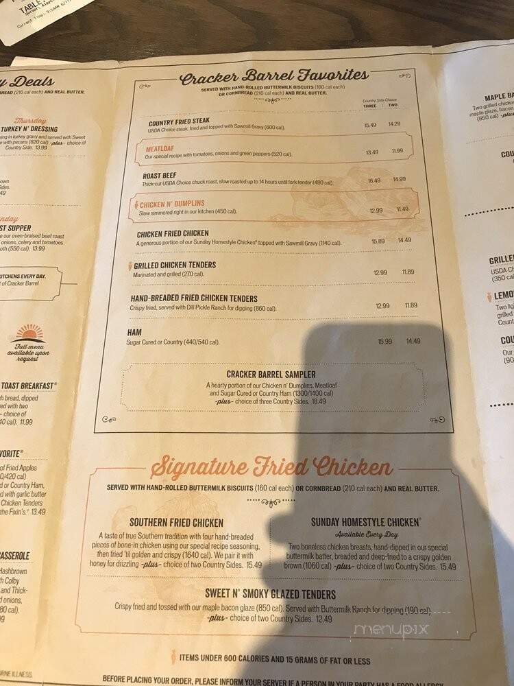 Cracker Barrel - Rialto, CA menu_pic