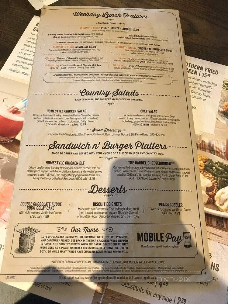Cracker Barrel - Rialto, CA menu_pic