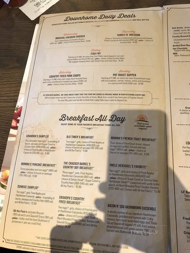 Cracker Barrel - Rialto, CA menu_pic