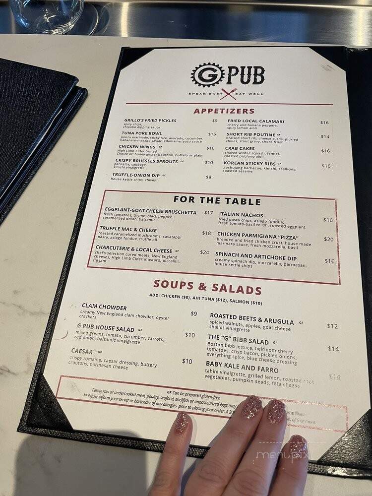 Plymouth G Pub - Plymouth, MA menu_pic