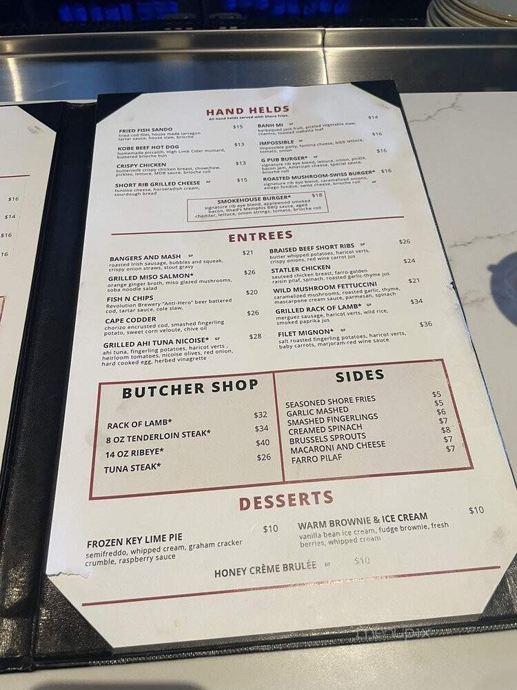 Plymouth G Pub - Plymouth, MA menu_pic