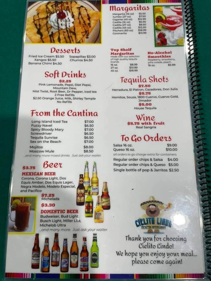 Cielto Lindo Mexican Restaurant - Lake View, IA menu_pic