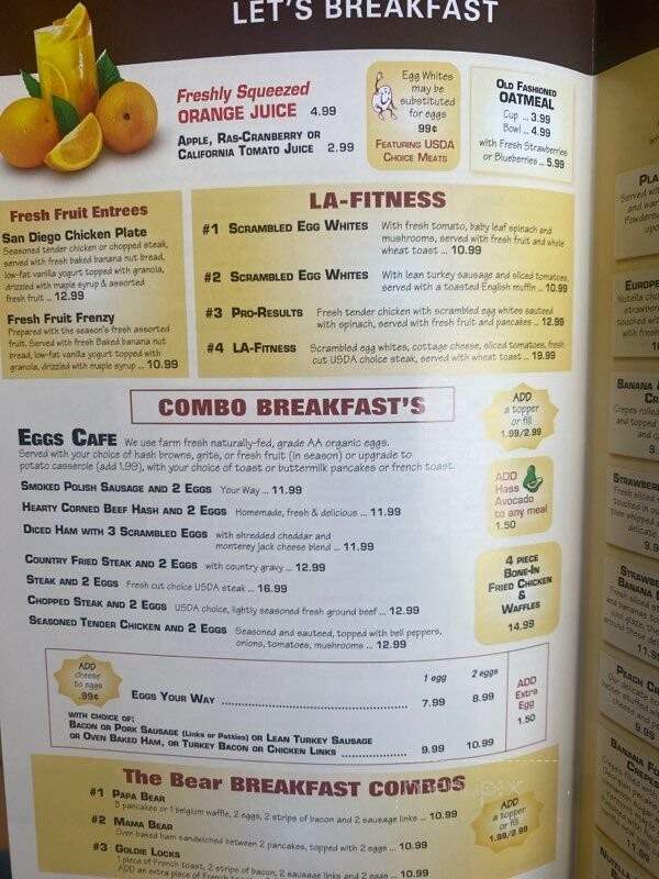 Golden Bear Pancake & Crepery Restaurants - Lansing, IL menu_pic