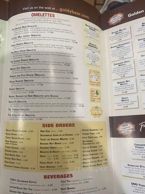 Golden Bear Pancake & Crepery Restaurants - Lansing, IL menu_pic