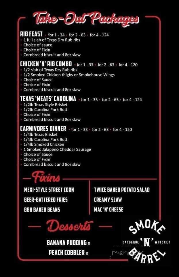 Smoke 'N' Barrel - Kingston, ON menu_pic