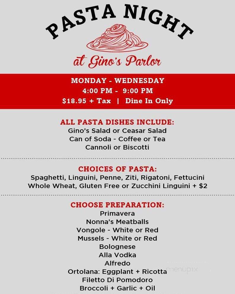 Gino's Parlor - Sandy Hook, CT menu_pic