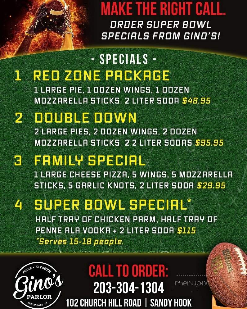 Gino's Parlor - Sandy Hook, CT menu_pic