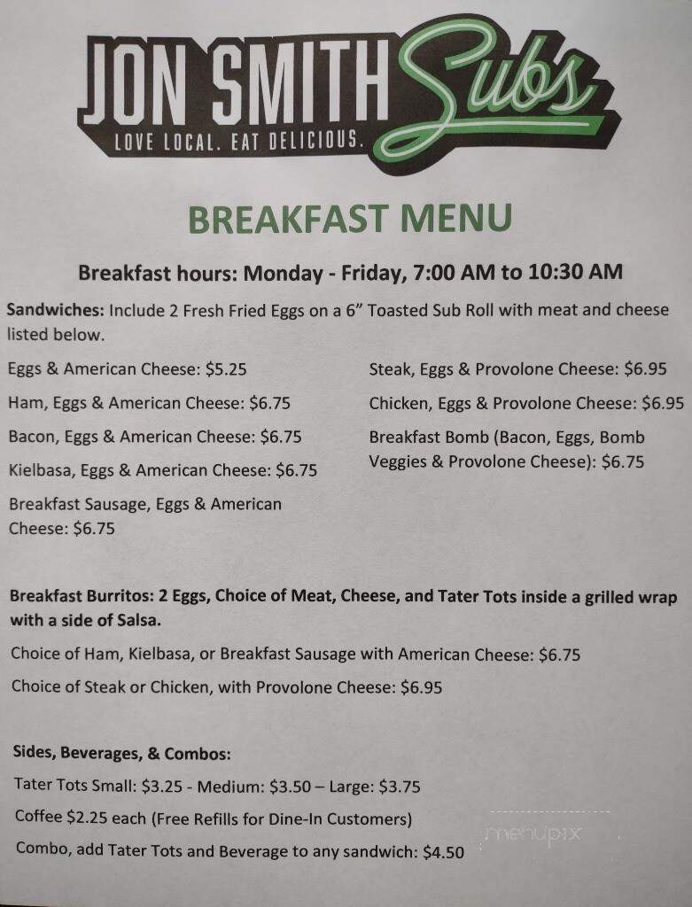 Jon Smith Subs - Harrogate, TN menu_pic