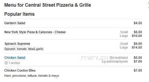 Central Street Pizzeria & Grille - Stoughton, MA