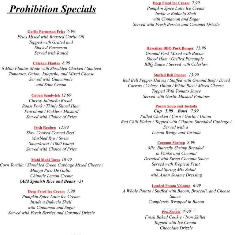 Prohibition Brewing Company - Vista, CA menu_pic