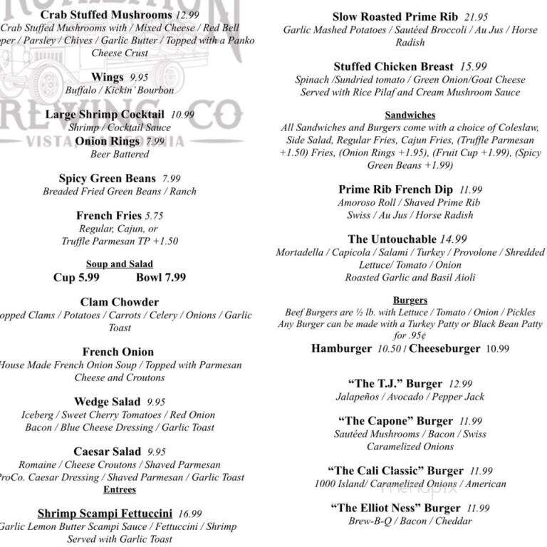 Prohibition Brewing Company - Vista, CA menu_pic