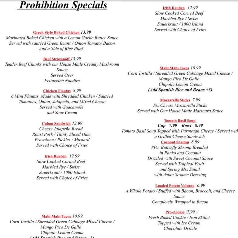 Prohibition Brewing Company - Vista, CA menu_pic