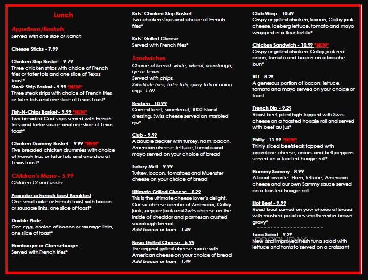 Gramma Sharon's Family Restaurant - Williston, ND menu_pic