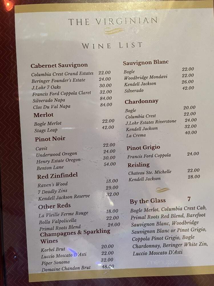 Virginian Restaurant - Buffalo, WY menu_pic
