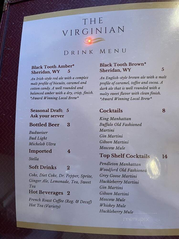 Virginian Restaurant - Buffalo, WY menu_pic
