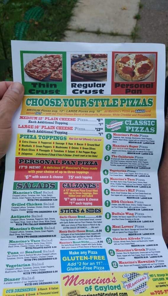 Mancino's Pizza & Grinders - Gaylord, MI menu_pic