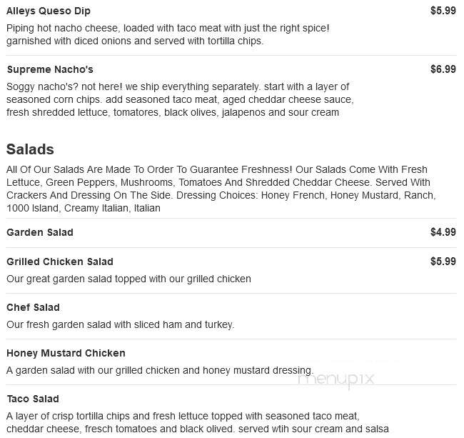 Alley's Pizza - Story City, IA menu_pic