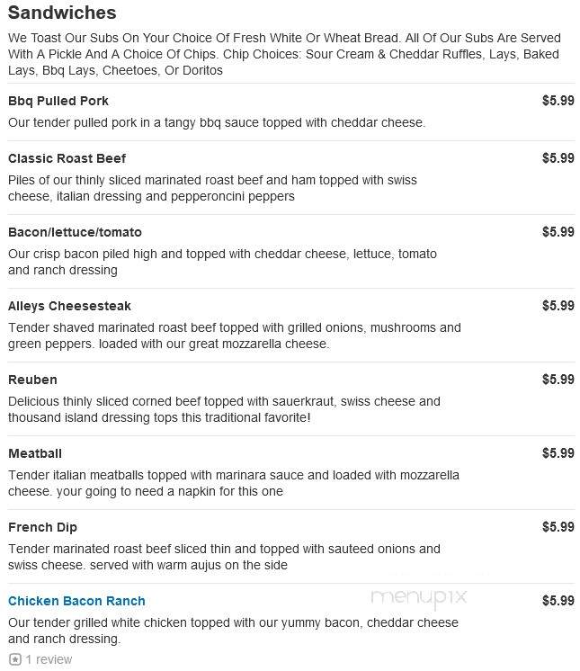 Alley's Pizza - Story City, IA menu_pic