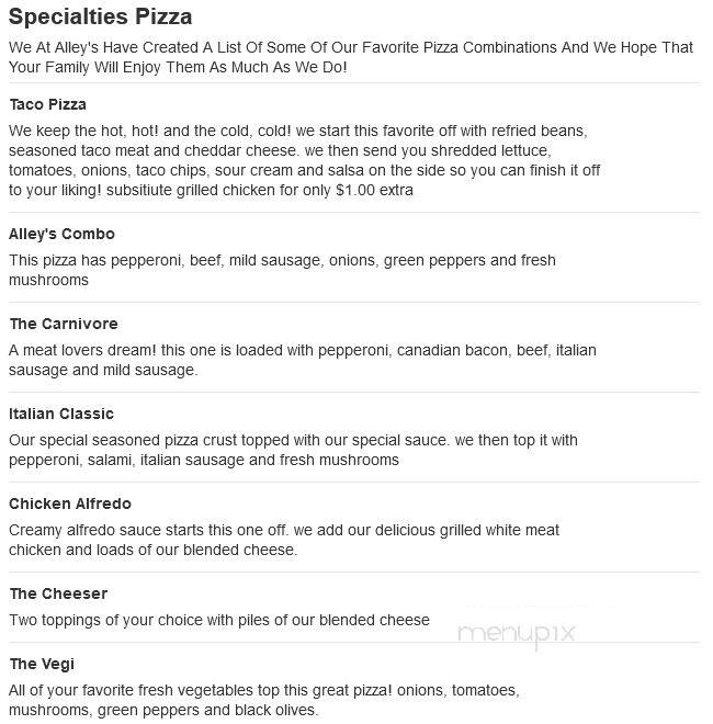 Alley's Pizza - Story City, IA menu_pic