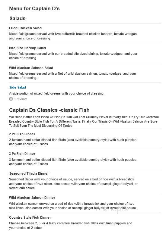 Captain D's Seafood - Commerce, GA menu_pic