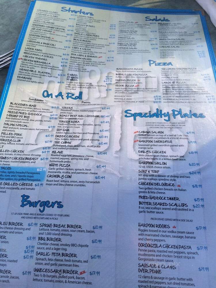 Harpoon Eddie's - Sylvan Beach, NY menu_pic