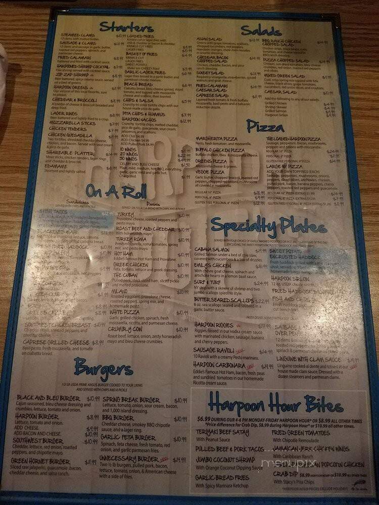 Harpoon Eddie's - Sylvan Beach, NY menu_pic