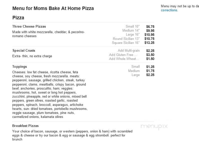 Mom's Bake At Home Pizza - Newtown Square, PA menu_pic