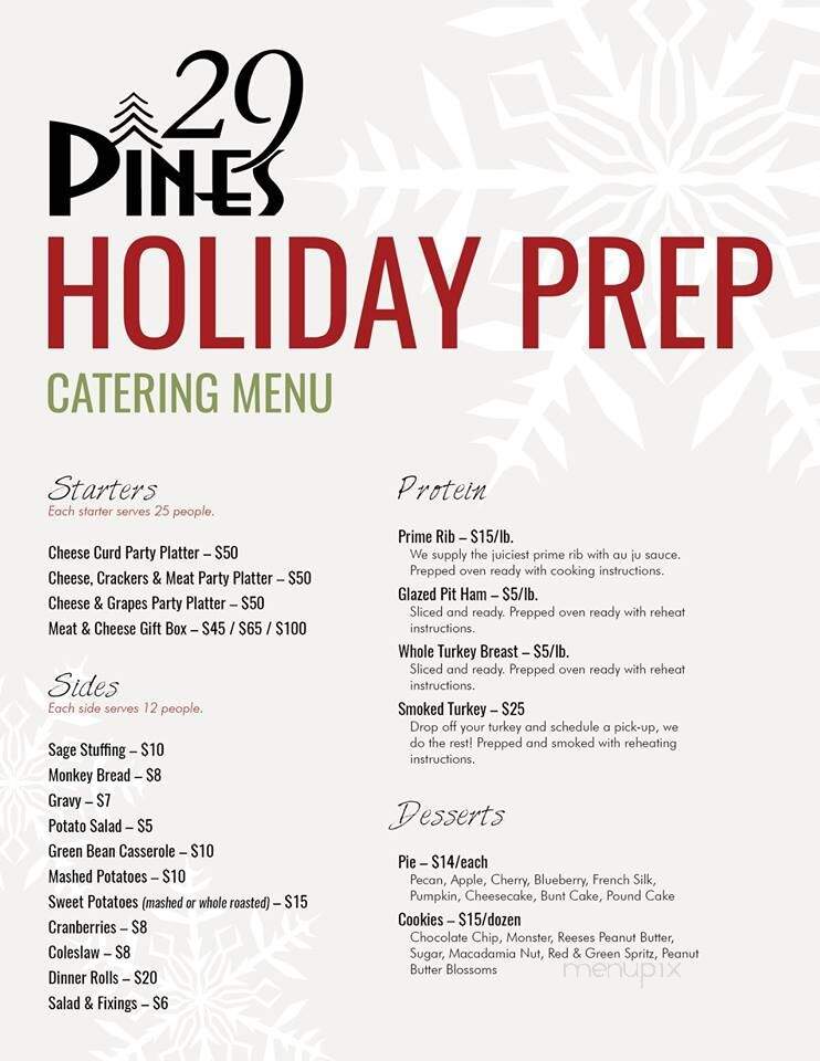 29 Pines Restaurant - Eau Claire, WI menu_pic