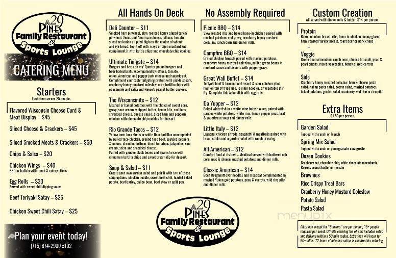 29 Pines Restaurant - Eau Claire, WI menu_pic