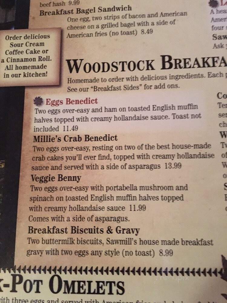 Sawmill Inn - Richfield, WI menu_pic