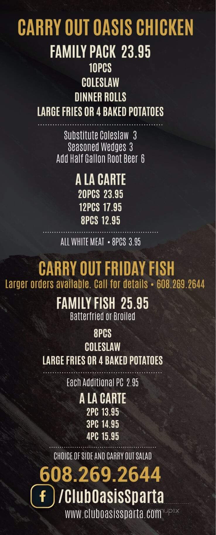 Sparta Club Oasis - Sparta, WI menu_pic