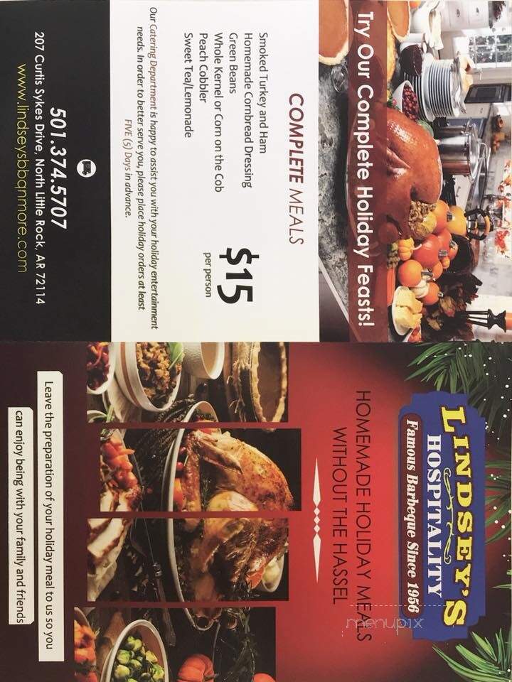 Lindsey's Barbecue - North Little Rock, AR menu_pic