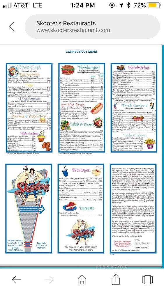 Skooters Restaurant - Windsor Locks, CT menu_pic